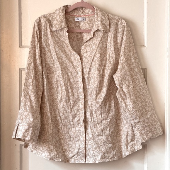 croft & barrow Tops - Croft & Barrow Floral Button Down 3/4 Sleeve Top Size 1X NWOT
